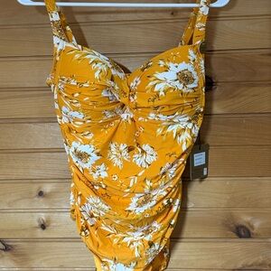 Floral Yellow Women's One Piece Swimsuit